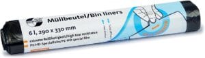 Rol Q-Connect vuilniszakken van 6 micron, 29 × 33 cm, zwart, 50 stuks