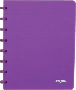 Atoma Trendy schrift A5 met transparant paarse PP-kaft en ringenband