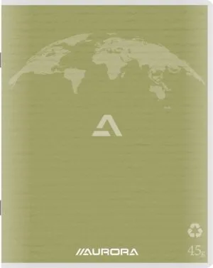 Aurora Writing 45 kladschrift A5 in mosgroen met gelijnde bladzijden en kartonnen kaft