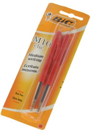 Bic M10 Clic balpen met rode inkt op blister, medium punt
