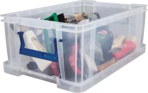 Bankers Box opbergdoos 10 liter transparant met blauwe handvaten - set van 4 stuks — productfoto 2