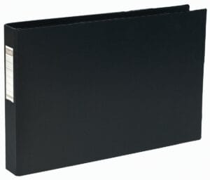 Zwarte Oxford Bantex ringmap A3 met vier D-ringen en rugetiket