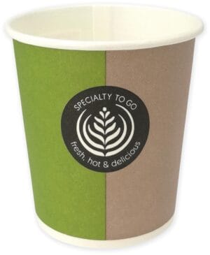 Q-Connect Coffee To Go drinkbekers van karton, 100 ml, in bruin en groen