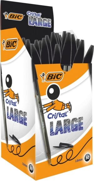Bic Cristal Large balpen met brede punt en zwarte inkt
