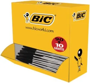 Voordeelpak Bic Cristal Medium balpennen zwart met transparante houder