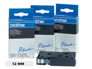Brother TC-tape van 12 mm zwart op wit voor P-Touch beletteringsysteem