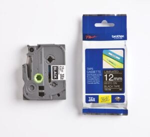 Brother TZe tape van 12 mm wit op zwart voor P-Touch beletteringssysteem