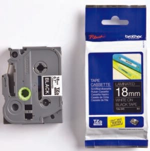 Brother TZe tape voor P-Touch 18 mm - wit op zwart — productfoto 2