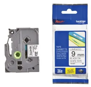 Brother TZe tape voor P-Touch 9 mm, zwart op wit — tapes en etiketten