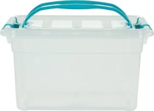 Whitefurze Carry Box opbergdoos 13 liter - transparant met blauwe handvaten — productfoto 2