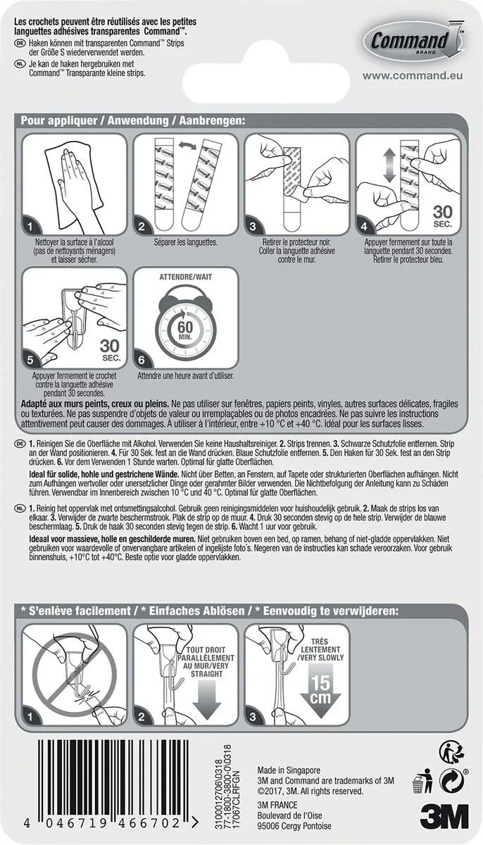 Command kleine draadhaken, blister met 3 haken en 4 strips - Afbeelding 2