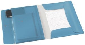 Leitz Cosy elastomap met 3 kleppen, met opbergvak met drukknoppsluiting, uit PP, ft A4, blauw — detail 2