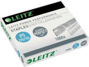 Doos Leitz nietjes 25/10 met 1000 zilverkleurige nietjes voor blokhechters