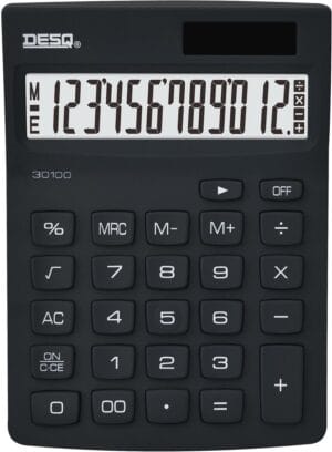 Zwarte Desq New Generation Compact 30100 bureaurekenmachine met 12-cijferig display