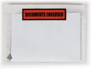 Paklijstenvelop Dokulops A6, ft 165 x 115 mm, doos van 1000 stuks, tekst: documents enclosed — detail 2