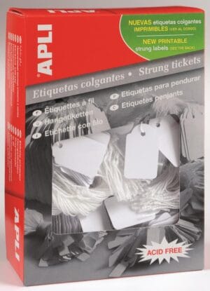 Doos Apli draadetiketten van 13 × 34 mm met witte draad, 1.000 stuks
