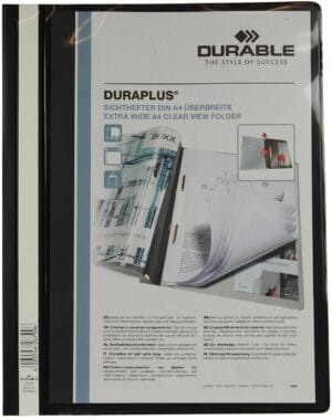 Durable Duraplus snelhechtmap A4 in zwart met transparant voorblad