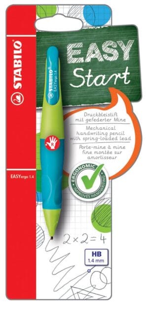 STABILO EASYergo vulpotlood, 1,4 mm, voor rechtshandigen, blister van 1 stuk, groen en marine — navulbare potloden