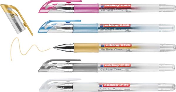 Edding gelroller 2185, etui met 5 stuks in geassorteerde kleuren - Afbeelding 2