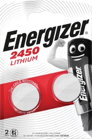 Blister met twee Energizer knoopcellen CR2450 van 3 volt
