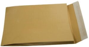 Gallery enveloppen met balg ft 229 x 324 x 35 mm, stripsluiting, bruine kraft, doos van 250 stuks — beschermingsenvelop