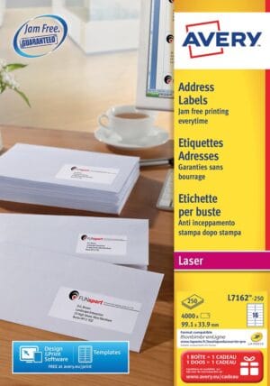 Vel Avery L7162 adresetiketten van 99,1 x 33,9 mm voor laserprinter