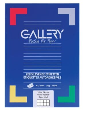 Gallery witte etiketten Ft 105 x 74 mm (b x h), rechte hoeken, doos van 800 etiketten — multifunctionele etiketten