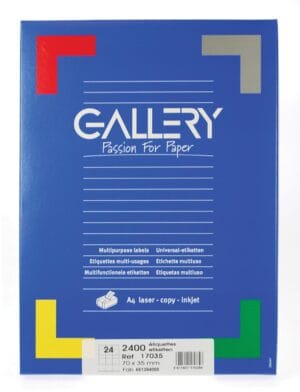 Gallery witte etiketten ft 70 x 35 mm (b x h), rechte hoeken, doos van 2.400 etiketten — multifunctionele etiketten
