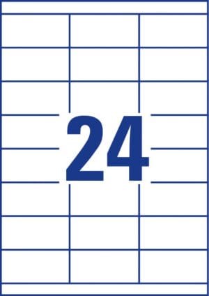 Avery Zweckform 3664 universele etiketten Ultragrip - 70 × 33,8 mm, 24 per vel, 100 vel — productfoto 2