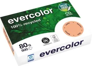 Pak Clairefontaine Evercolor gekleurd gerecycleerd papier A4 van 80 g/m² in zalm, 500 vel