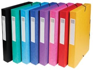 Exacompta elastobox Exabox 8 geassorteerde kleuren: geel, rood, roze, paars, blauw, turquoise, groen e... — elastoboxen uit karton