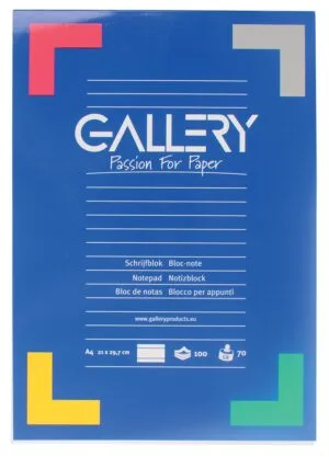 Gallery schrijfblok, ft A4, gelijnd, 100 vel, kopgelijmd