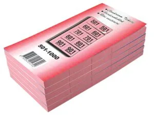 Garderobeblokken nummers van 501 t.e.m. 1.000, kers — ticketrollen en garderobeblokken