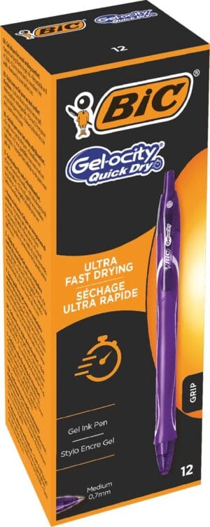 Bic Gel-ocity Quick Dry gelroller - paars, 0,7 mm — productfoto 2