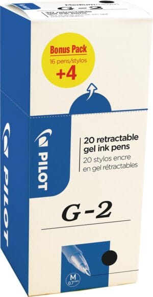 Pilot G-2 gelroller medium zwart - value pack 16 + 4 stuks ā productfoto 2