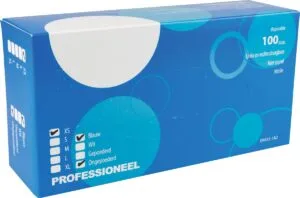 Doos met 100 blauwe nitril handschoenen in maat extra small