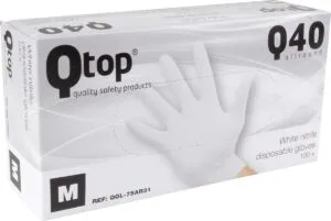 Handschoenen uit nitril,  medium, wit, doos van 100 stuks