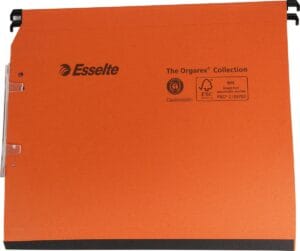 Oranje Esselte Visicontrol hangmappen A4 met metalen hangstrip en bodem van 15 mm