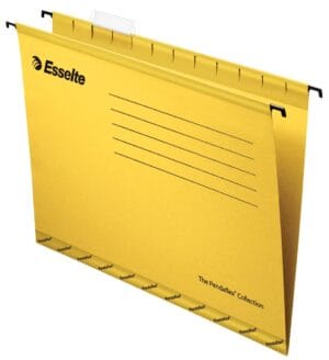 Doos met 25 gele Esselte hangmappen Classic voor laden, A4, tussenafstand 330 mm