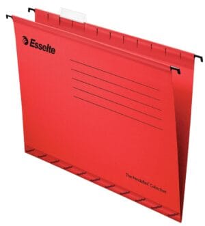 Doos met 25 rode Esselte hangmappen Classic voor laden in A4-formaat