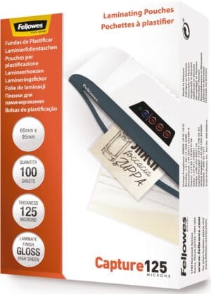 Fellowes lamineerhoes Capture125 ft 65 x 95 mm, 250 micron (2 x 125 micron), pak van 100 stuks — detail 2