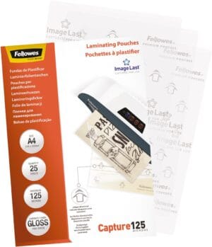Fellowes Capture125 lamineerhoes A4 - 250 micron (2 × 125), glanzend, pak van 25 stuks — productfoto 2