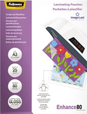 Pak Fellowes Enhance80 lamineerhoezen A3 van 160 micron, glanzend, 25 stuks