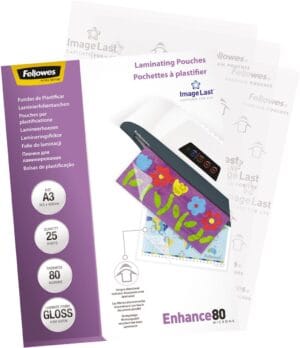 Fellowes Enhance80 lamineerhoezen A3 - 160 micron (2 × 80), glanzend, pak van 25 stuks — productfoto 2