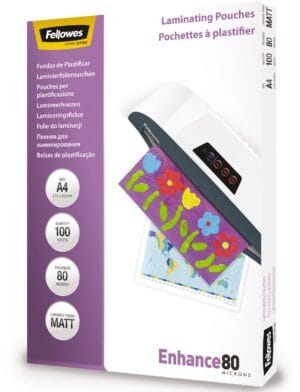 Fellowes Enhance80 lamineerhoes A4 - 160 micron (2 x 80 micron), pak van 100 stuks — productfoto 2