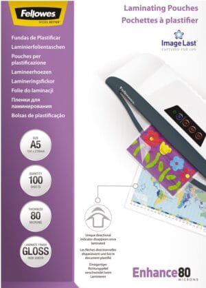 Pak Fellowes Enhance80 lamineerhoezen A5 van 160 micron met 100 stuks