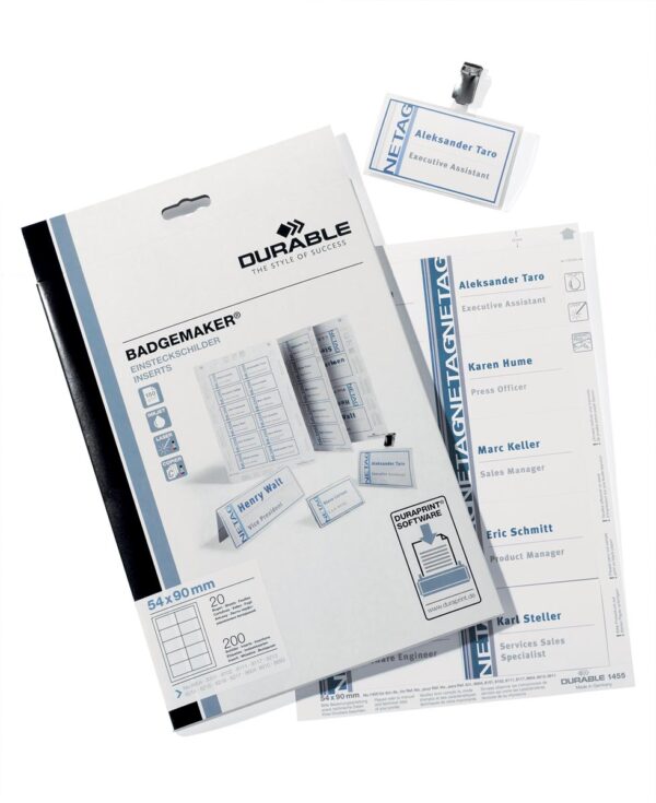 Durable Badgemaker insteekkaartjes ft 54 x 90 mm (voor badges 8004, 8012, 8101, 8111, 8117, 8604 en 86... - Afbeelding 2