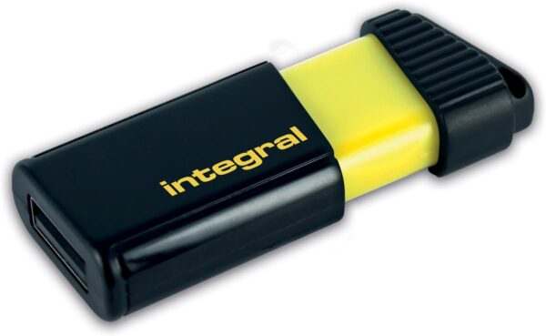 Integral Pulse USB 2.0 stick, 64 GB, zwart/geel - Afbeelding 2