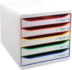 Exacompta ladenblok Big-Box Plus Classic in wit met harlekijn en vijf laden