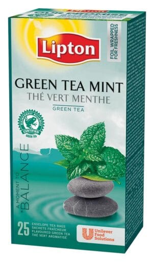 Doos Lipton Feel Good Selection groene thee met munt met 25 theezakjes